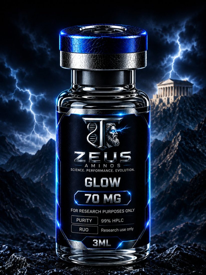 Glow 70 mg research peptide vial
